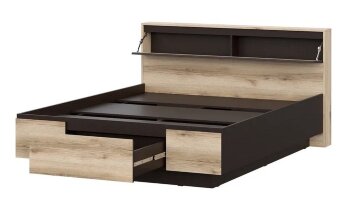 Кровать Берген с полками в изголовье и ящиком