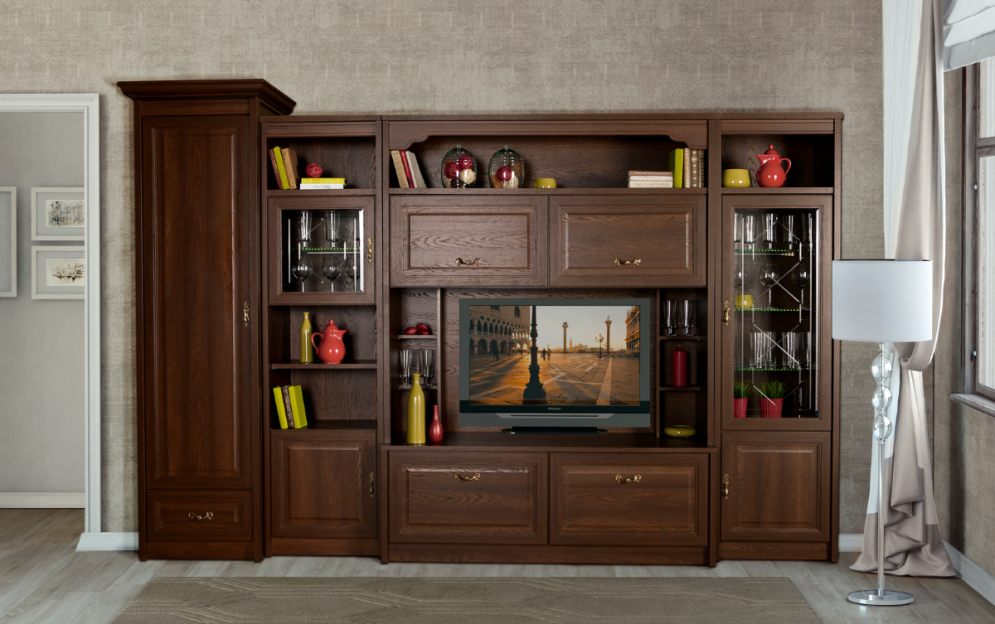 Шкаф многоцелевой с нишей для ТВ Флоренция, Дуб Оксфорд 