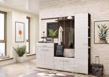 Обувница Вегас, венге/белый глянец