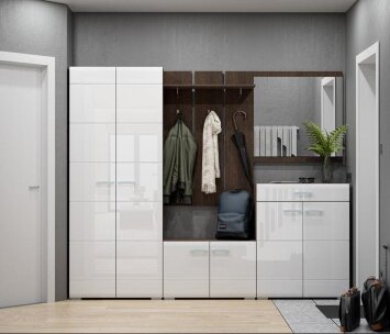 Обувница Вегас, венге/белый глянец