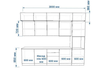 Кухонный гарнитур Лайн Стамбул/Тальк, 3000 мм (арт. 52)