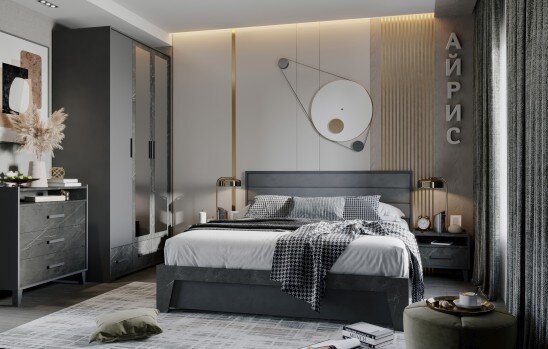 Комод 3 ящика Айрис, Антрацит 