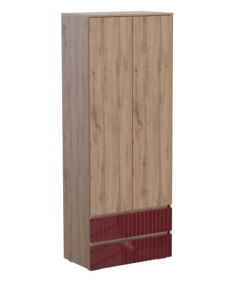 Шкаф двухстворчатый с ящиками Ливерпуль, вотан/бордо глянец 