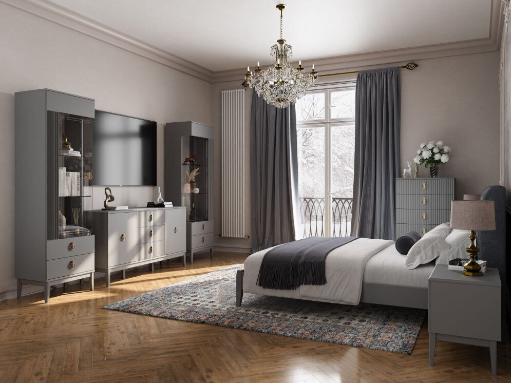 Комод 2 двери, 3 ящика Фарго, Антрацит 