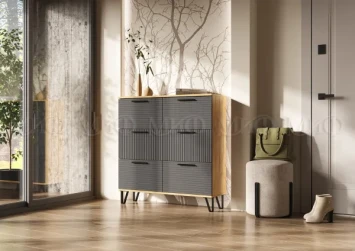 Обувница Флэш, Графит/Дуб Крафт