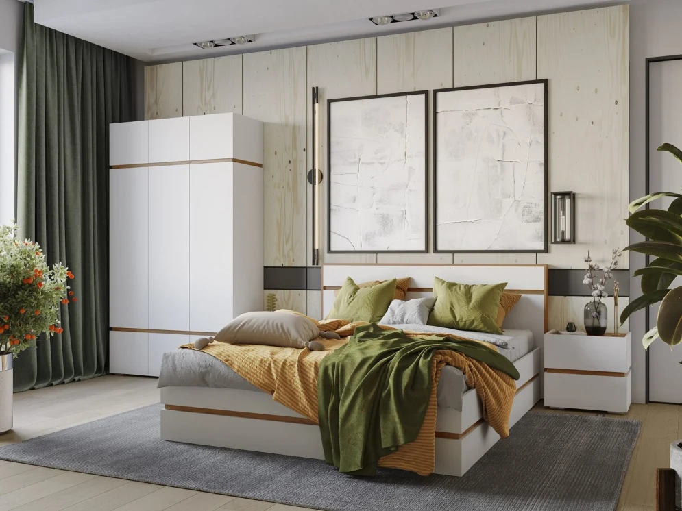 Шкаф двустворчатый Аркон, Белый / Дуб вотан 