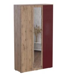 Шкаф трехстворчатый Ливерпуль, вотан/бордо глянец 
