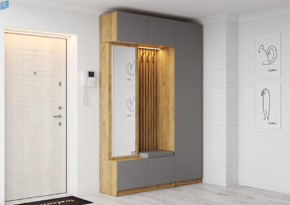 Шкаф-пенал ШК-003  Бостон ЛДСП, дуб крафт/серый шифер 