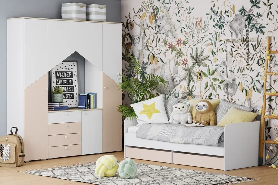 Модульная детская Банни 3, бисквит   