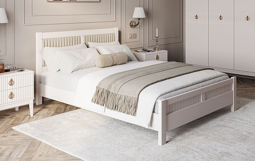 Кровать из массива Фрида, льняной 