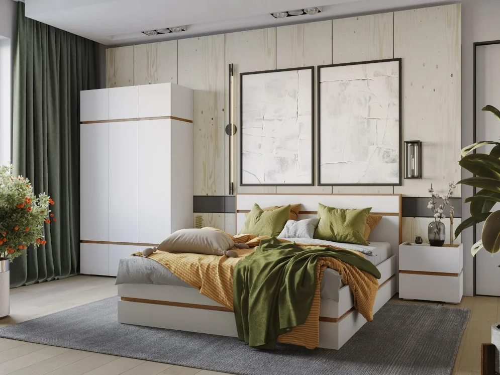 Шкаф 3-х створчатый Аркон, Белый / Дуб вотан 