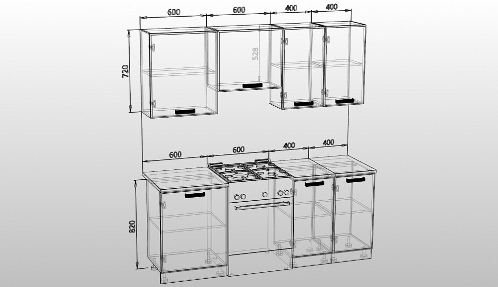 Кухонный гарнитур Аттика, 200 см 