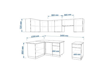 Кухонный гарнитур Лайн Тальк, 1200х2400 мм (арт. 29)