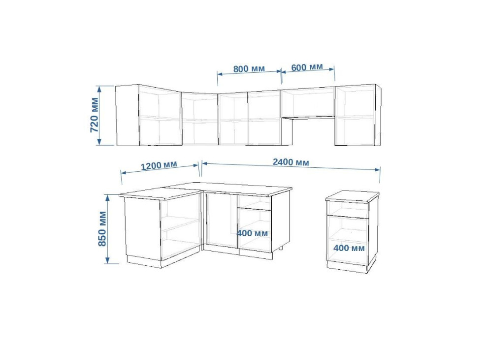 Кухонный гарнитур Лайн Тальк, 1200х2400 мм (арт. 29) 