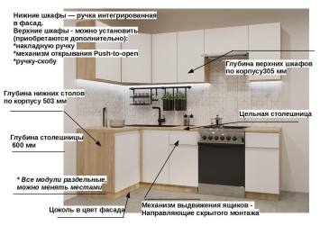 Кухонный гарнитур Лайн Тальк, 1200х2400 мм (арт. 29)