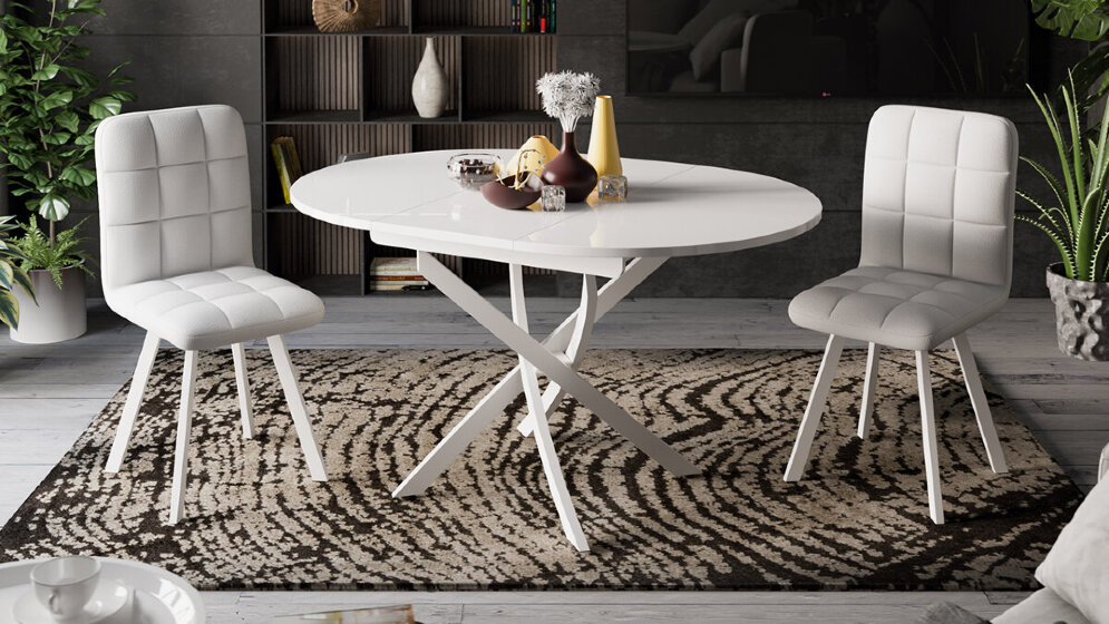 Стол обеденный раскладной Diamond, тип 3 (белый) 