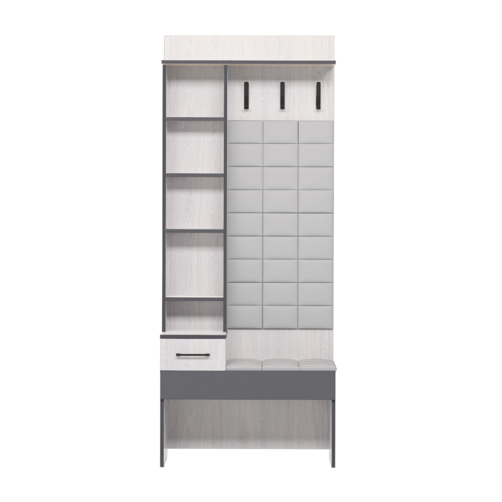 Вешалка с зеркалом Эльза, ясень Анкор 