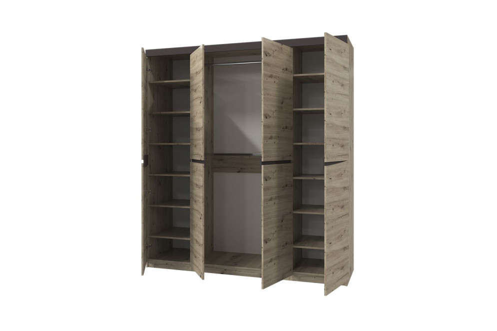 Шкаф 4-х дверный ШР-4 (без зеркал) Тиана, Дуб Бонифаций/Вольфрам 