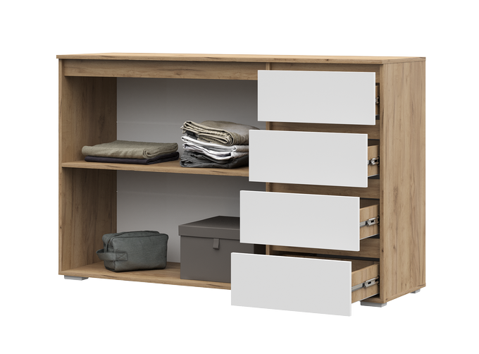 Комод Хелен КМ 06, дуб крафт золото - белый   