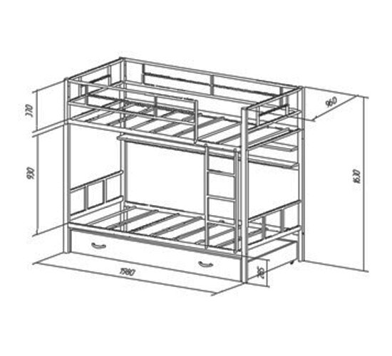 Кровать двухъярусная Севилья 2Я с ящиком 