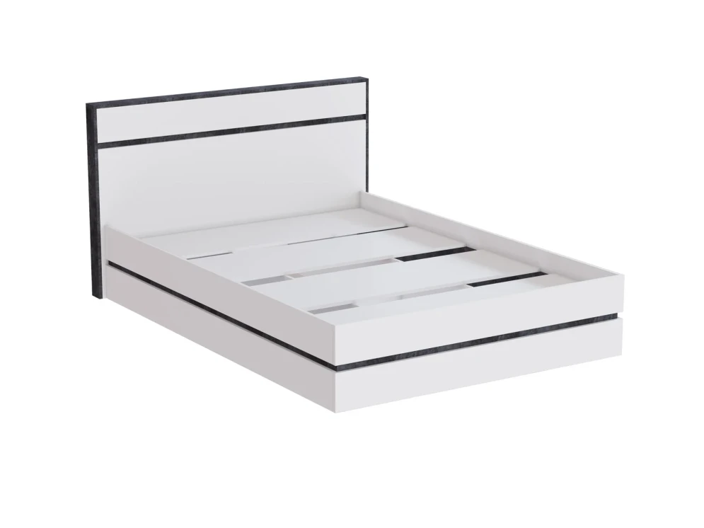 Кровать Аркон, Белый / Бетон темный 