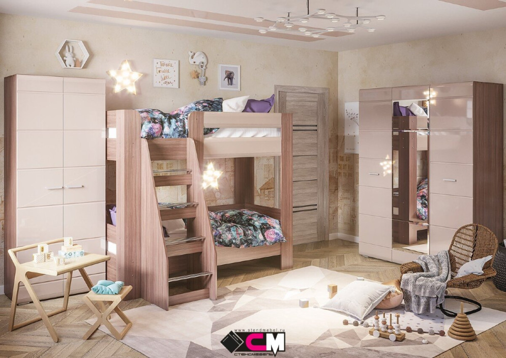 Кровать двухъярусная Симба, кофе с молоком 