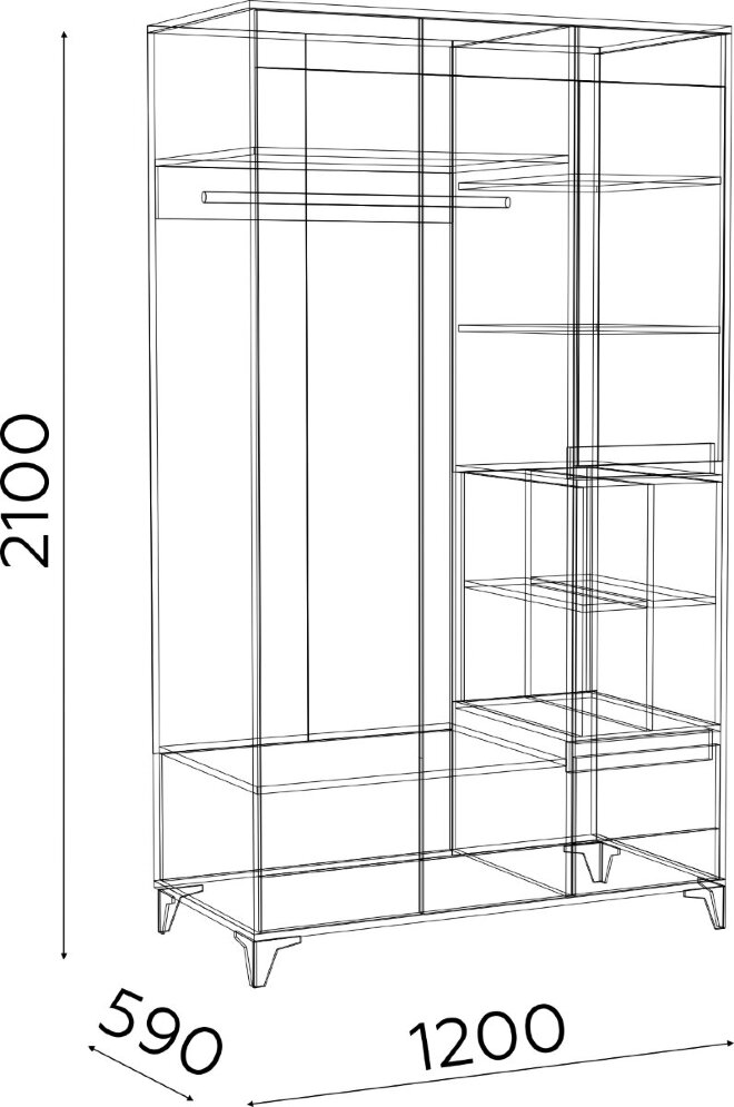 Шкаф универсальный со стеллажом Гринвич  