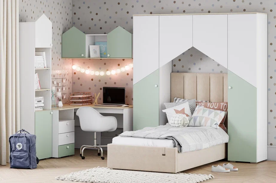 Стол письменный угловой Банни, макарун 