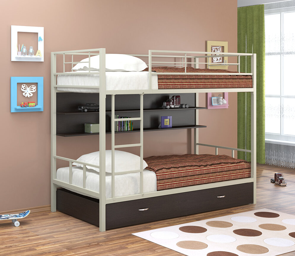 Кровать двухъярусная Севилья 2ПЯ с ящиком и полкой 