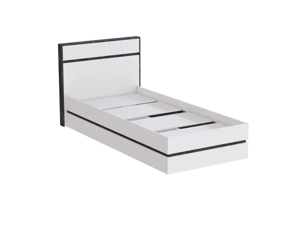 Кровать 0,9 м Аркон, Белый / Бетон темный 