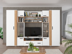 Гостиная Оскар-18 ОГЦС-1, Белый/Дуб крафт золотой