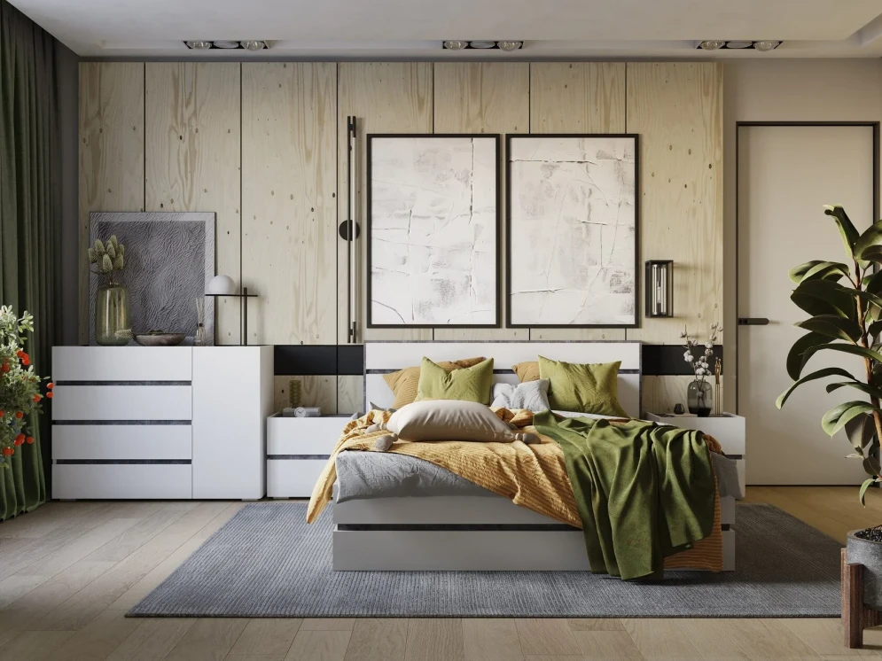 Тумба прикроватная Аркон, Белый / Бетон темный 