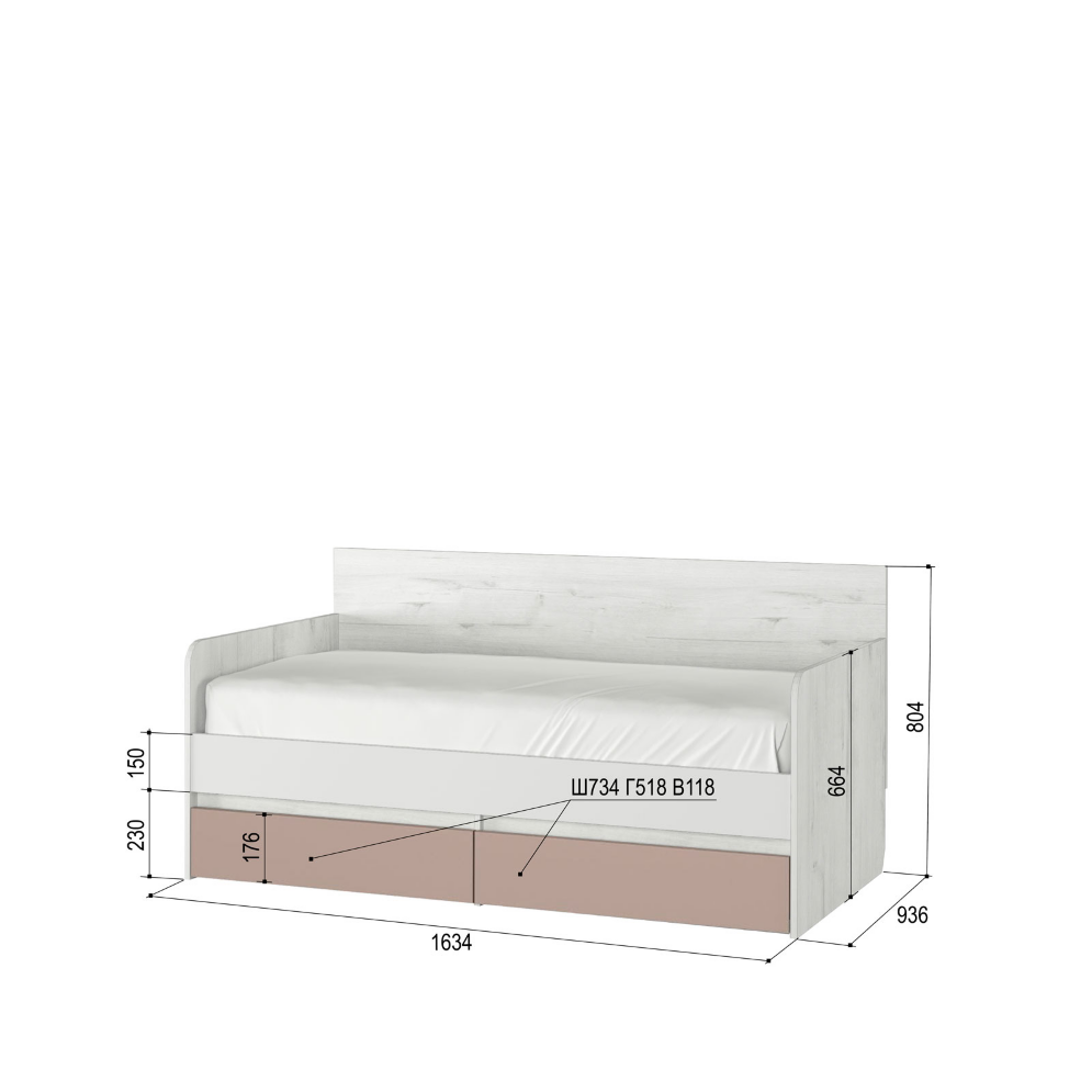 Кровать-тахта 1,6 Зефир 