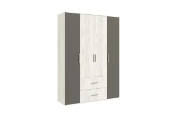 Шкаф 4-х створчатый Фиеста New, Дуб крафт белый / Графит