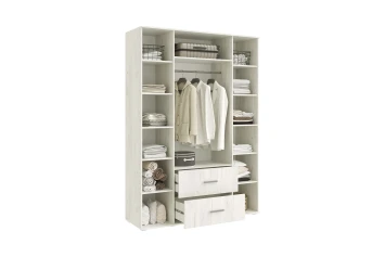 Шкаф 4-х створчатый Фиеста New, Дуб крафт белый / Графит