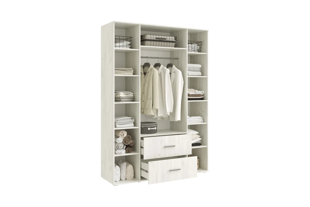 Шкаф 4-х створчатый Фиеста New, Дуб крафт белый / Графит 