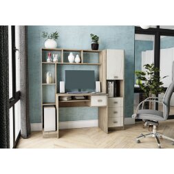 Стол компьютерный СК 01, дуб крафт серый/дуб крафт белый