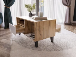 Журнальный стол Ливерпуль, вотан/белый глянец