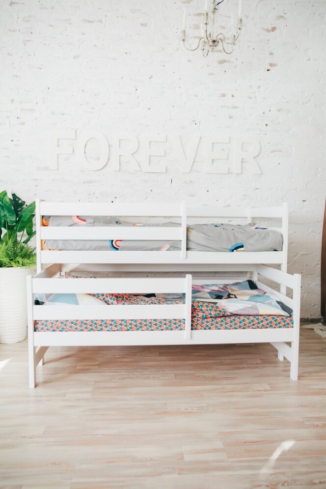 Кровать двухъярусная выкатная Матрешка Эко, белая 