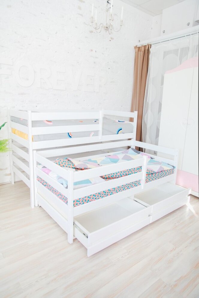 Кровать двухъярусная выкатная Матрешка Эко, белая 