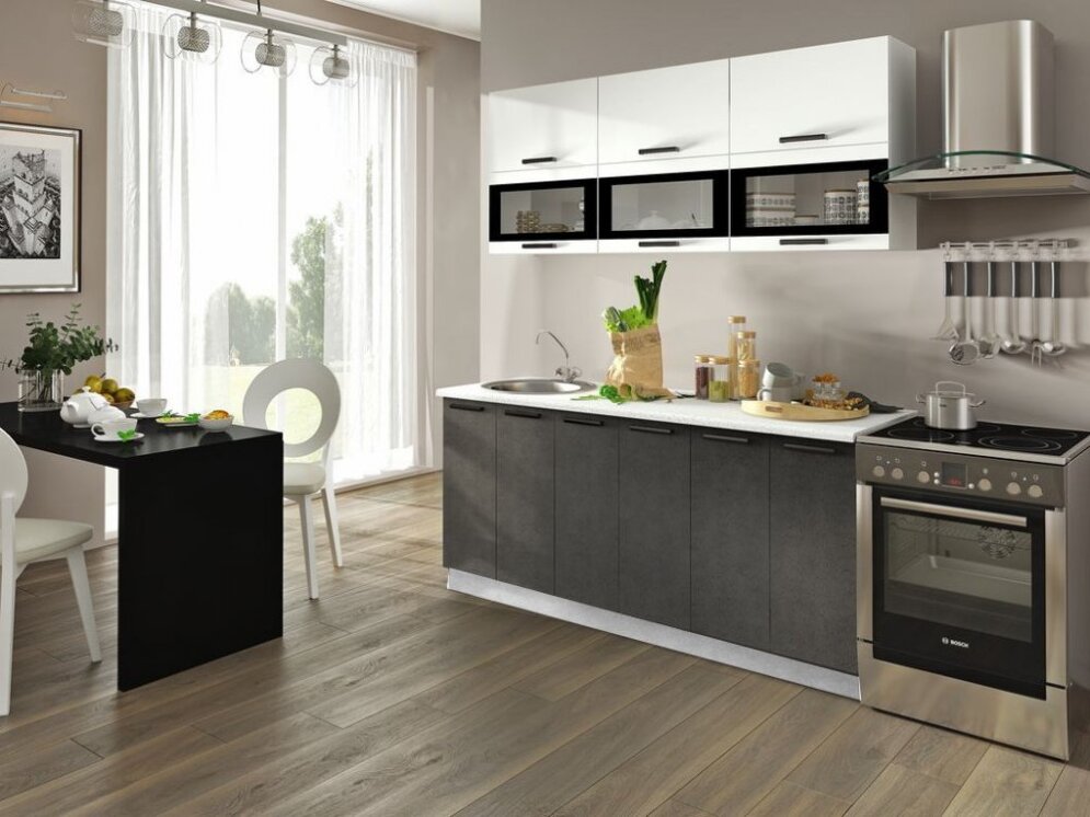 Кухня Фиджи бетон/белый 1800 