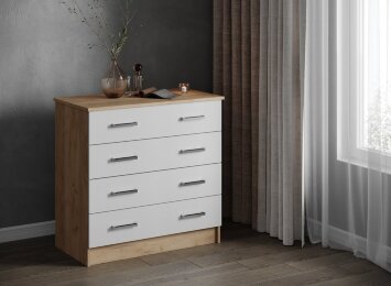 Комод Катрин-3, Дуб крафт золотой/Белый