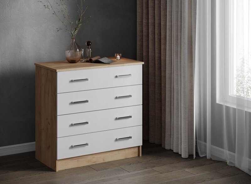 Комод Катрин-3, Дуб крафт золотой/Белый 