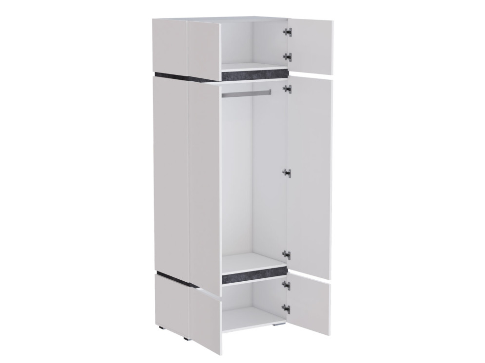 Шкаф двустворчатый Аркон, Белый / Бетон темный 