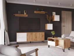 Шкаф навесной Ливерпуль, вотан/белый глянец 