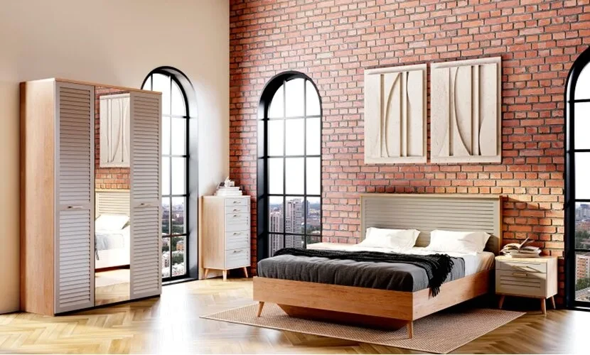 Шкаф трёхдверный Гавана, Светло-серый софт 