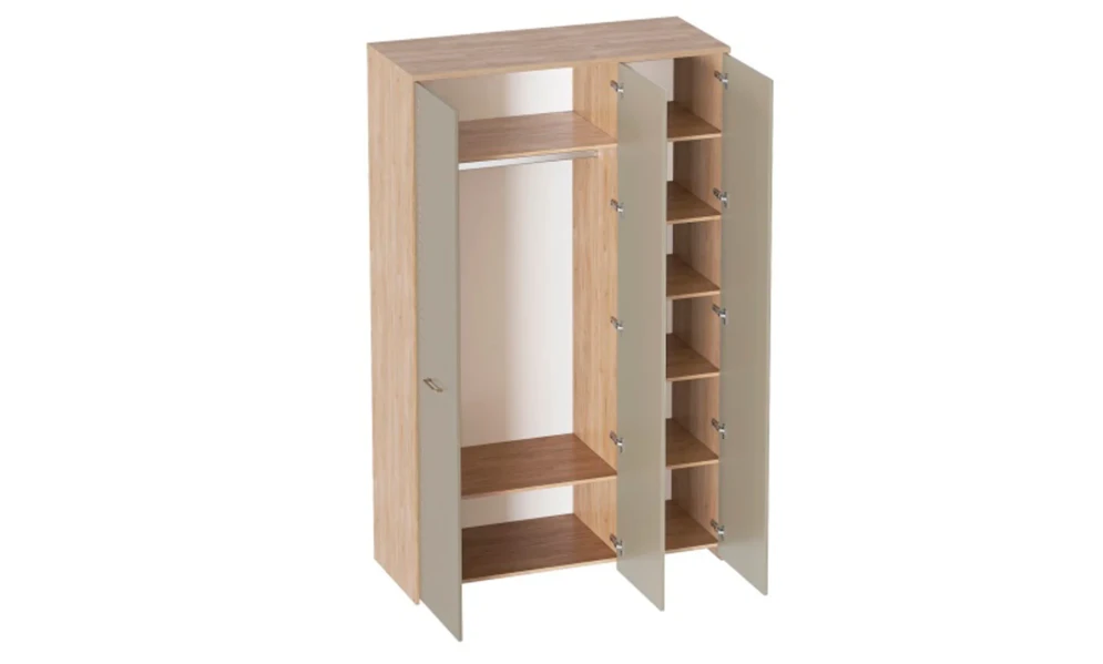 Шкаф трёхдверный Гавана, Светло-серый софт 