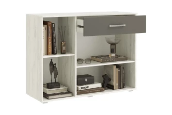 Комод (1 ящик, 3 двери) Фиеста New, Дуб крафт белый / Графит