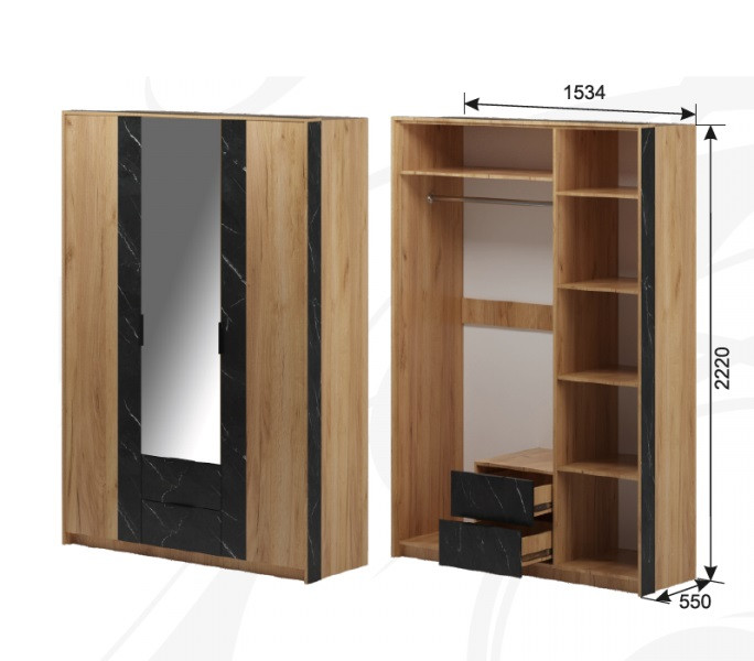 Шкаф 3-х створчатый Ольга-4 