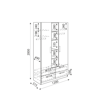 Шкаф 3-х секционный Дуглас